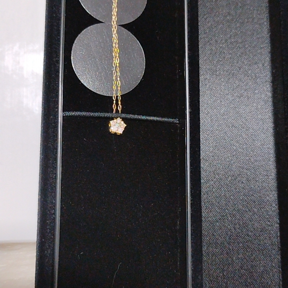 SALE! 18k Yellow Gold 6 Piece Diamond Cluster Necklace W Box - Picture 9 of 14